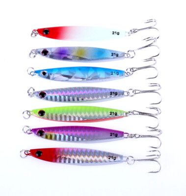 14pcs/set Lead Metal Jig Lure 14g-40g Spoon Bait Saltwater Fishing Feather Hook
