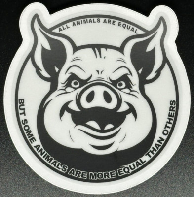 George Orwell Animal Farm Pig Sticker 3 x 3 ''All Animals Are Equal, But Some...''