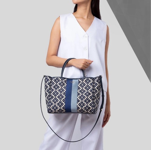 【kate spade】spade flower jacquard stripe＊スモールトート PXR00529_460
