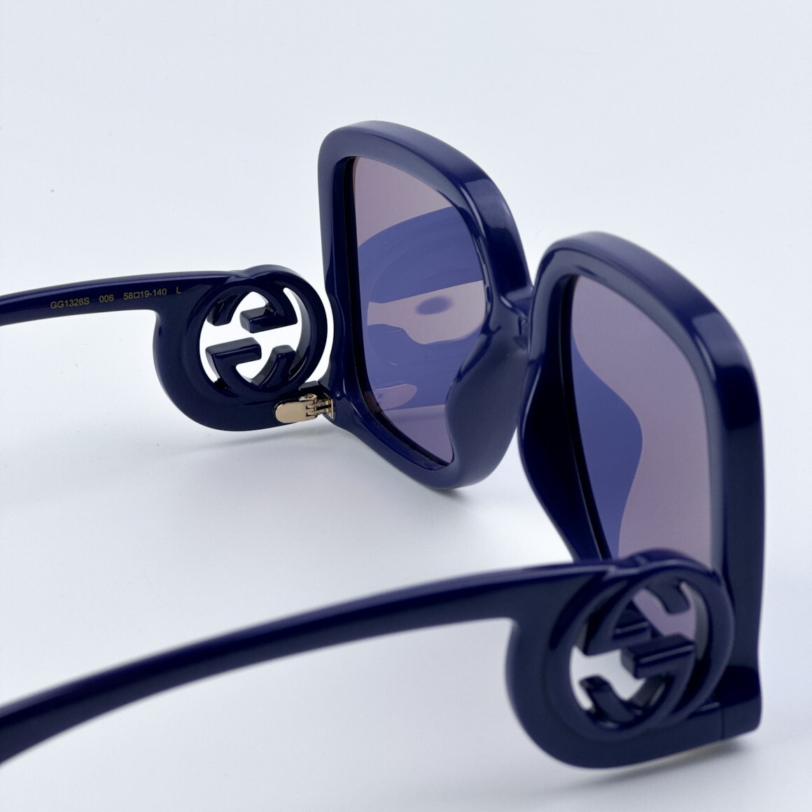 Pre-owned Gucci Gg1326s 006 Violet Silver Mirror Oversized Square Women Sunglasses In Violet / Silver