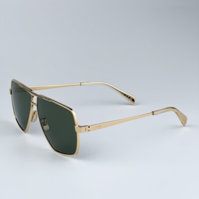 NEW Celine CL40246U-Y 30N Gold Green Aviator Unisex Sunglasses
