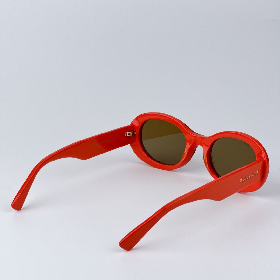 Pre-owned Gucci Gg1587s 003 Orange Brown Women Oval Sunglasses Gg 1587s