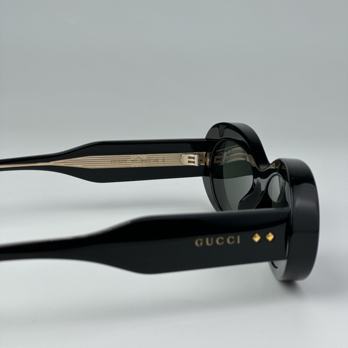 Pre-owned Gucci Gg1527s 001 Black Grey Unisex Oval Sunglasses Gg 1527s In Gray