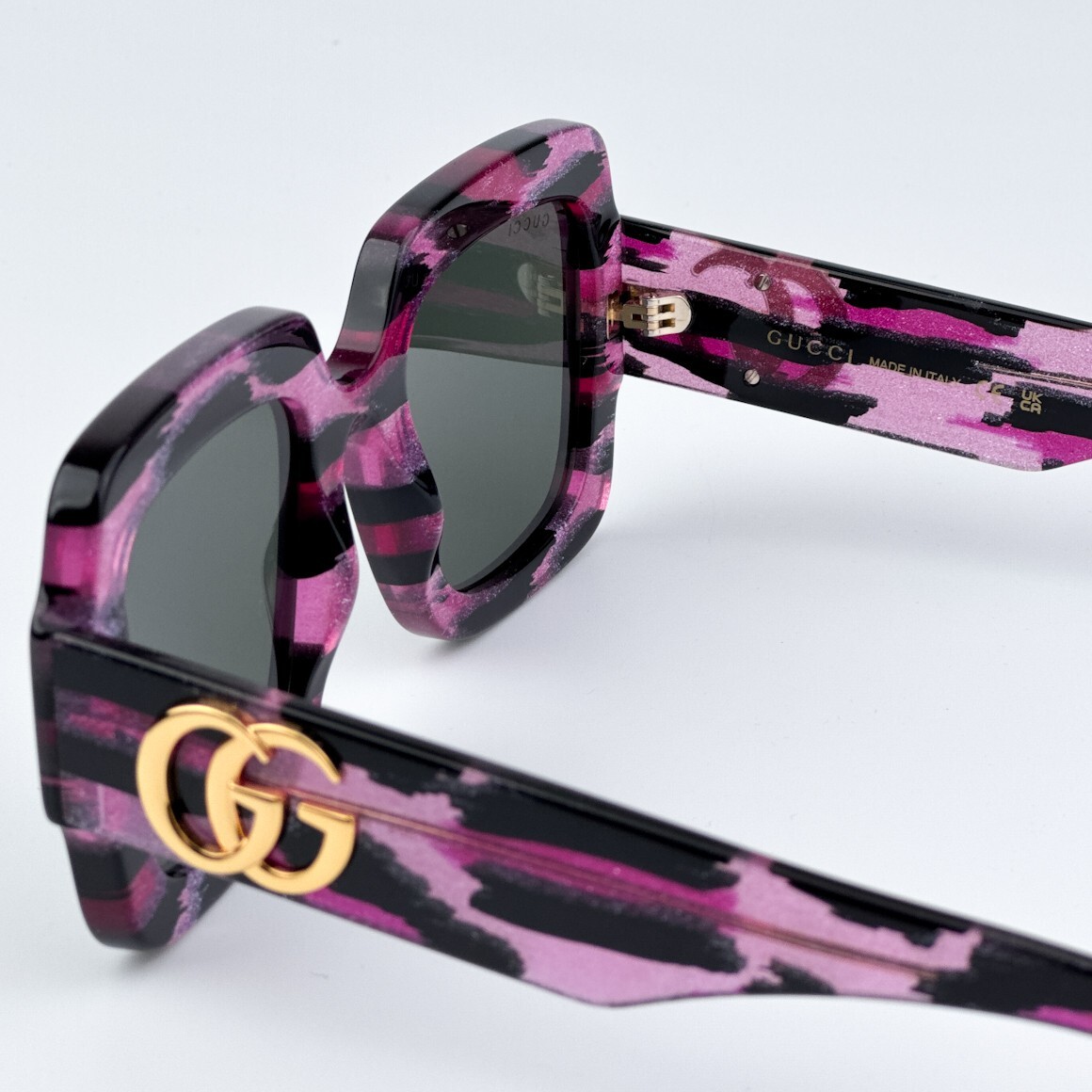 Pre-owned Gucci Gg1547s 003 Black Grey Women Square Sunglasses Gg 1547s In Gray