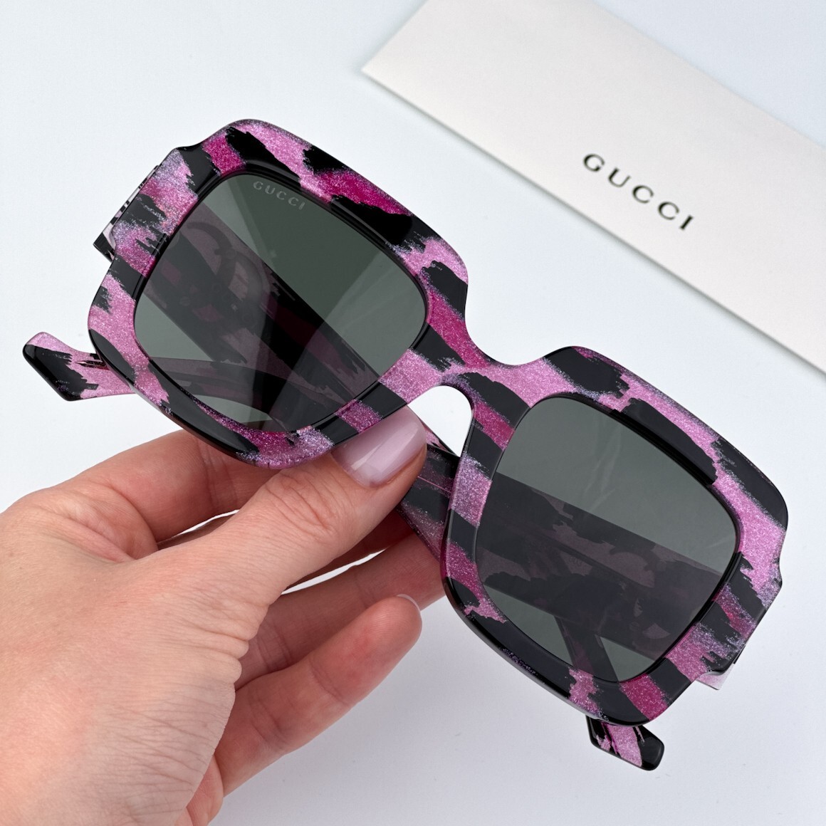 Pre-owned Gucci Gg1547s 003 Black Grey Women Square Sunglasses Gg 1547s In Gray