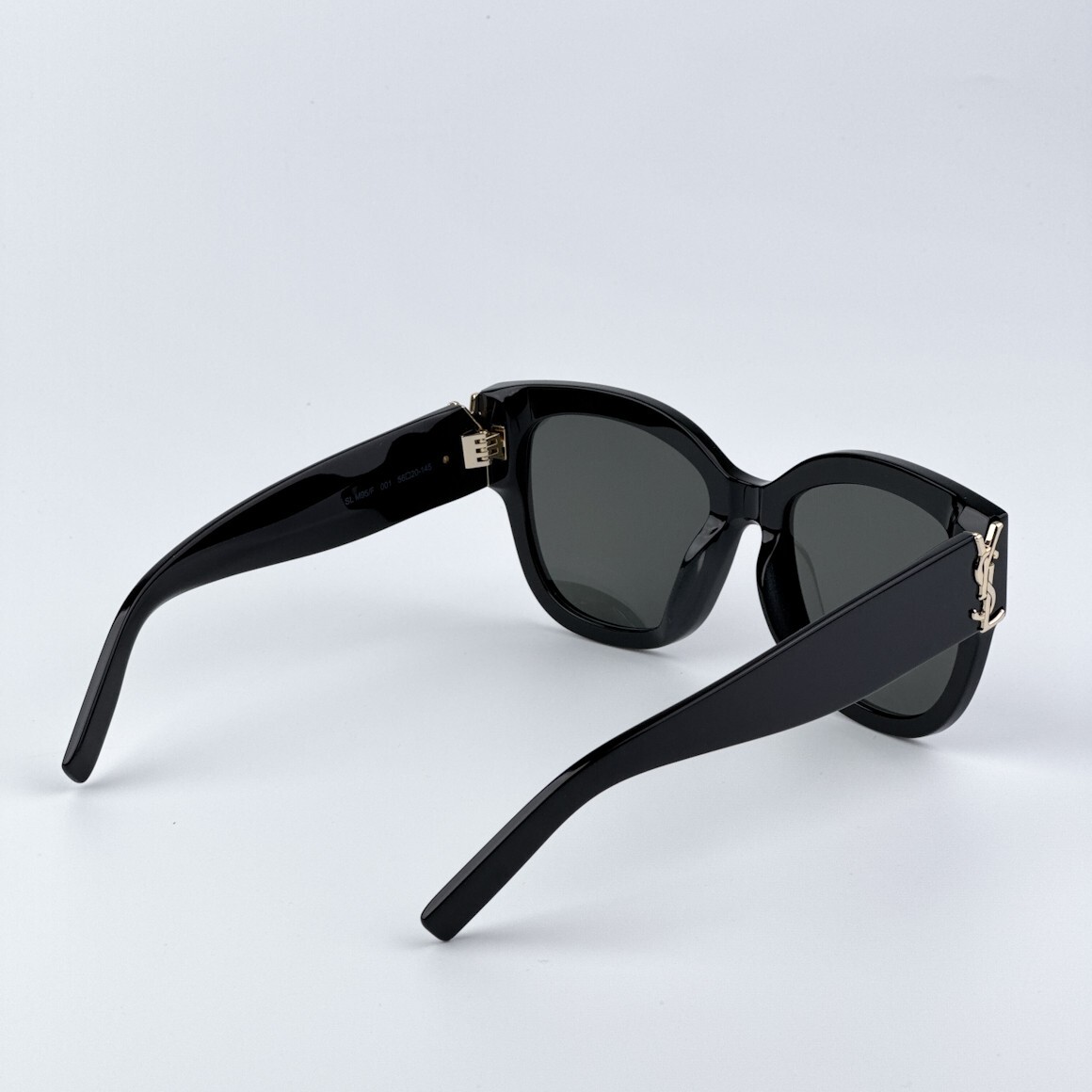 Pre-owned Saint Laurent Slm95/f 001 Black Grey Oversized Cat Eye Women Sunglasses In Gray