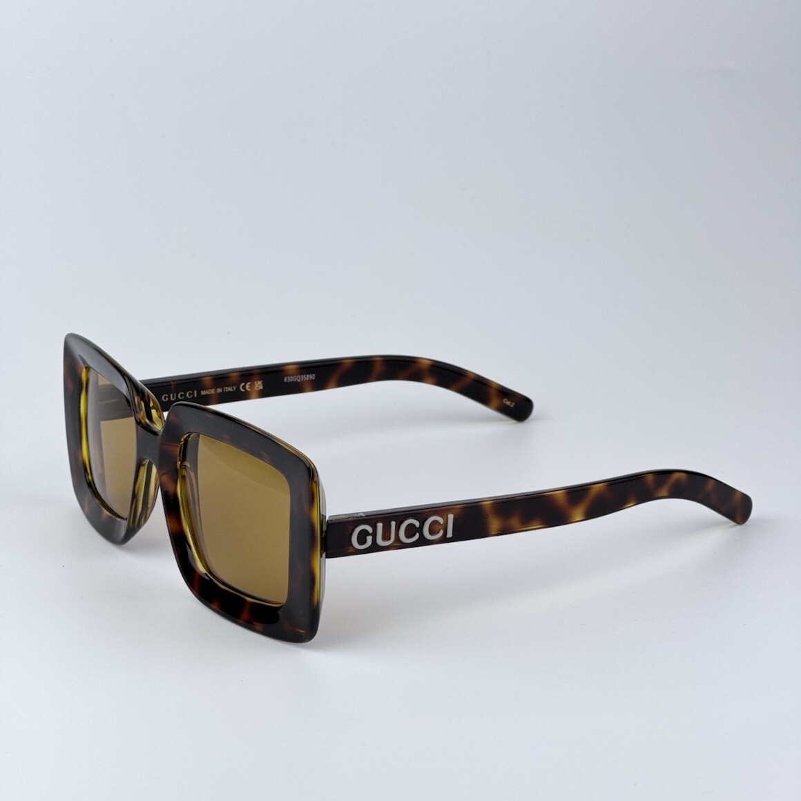 Pre-owned Gucci Gg1718s 002 Havana Brown Women Square Sunglasses Gg 1718s