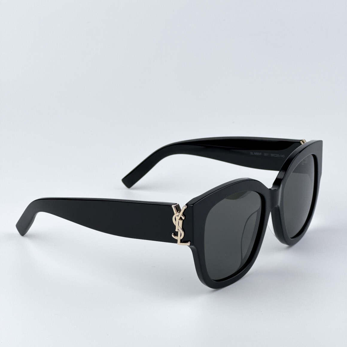 Pre-owned Saint Laurent Slm95/f 001 Black Grey Oversized Cat Eye Women Sunglasses In Gray