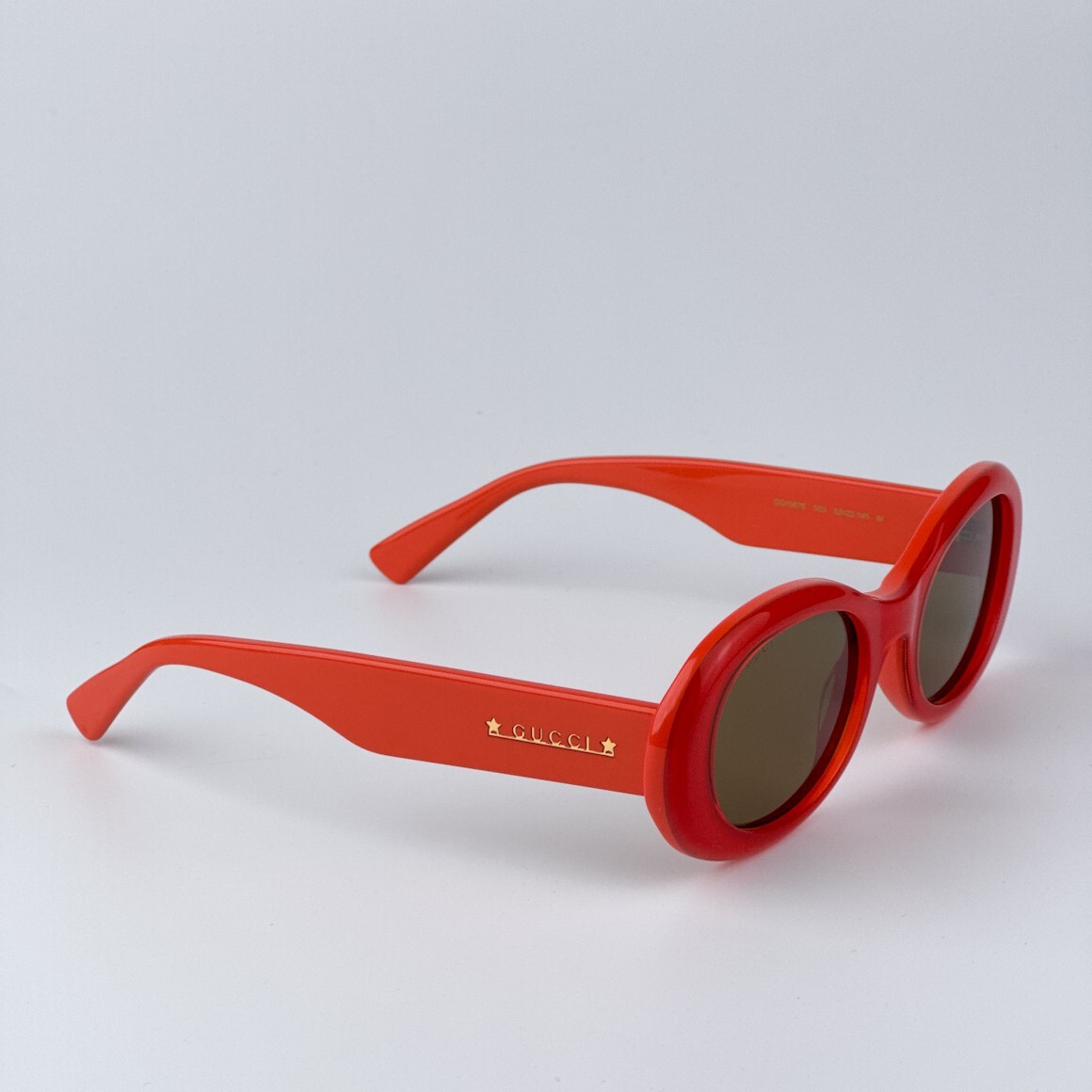 Pre-owned Gucci Gg1587s 003 Orange Brown Women Oval Sunglasses Gg 1587s