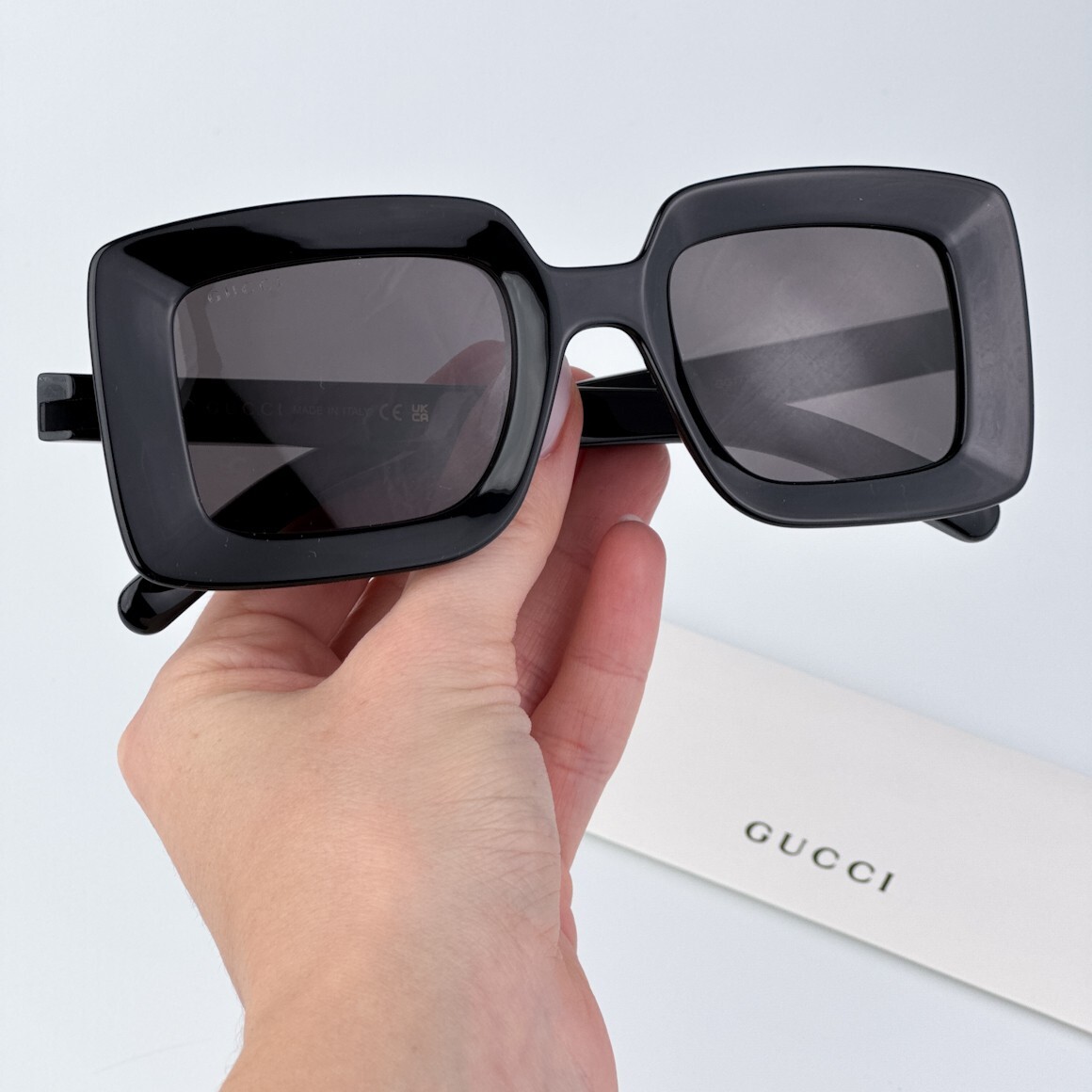 Pre-owned Gucci Gg1718s 001 Black Grey Women Square Sunglasses Gg 1718s In Gray