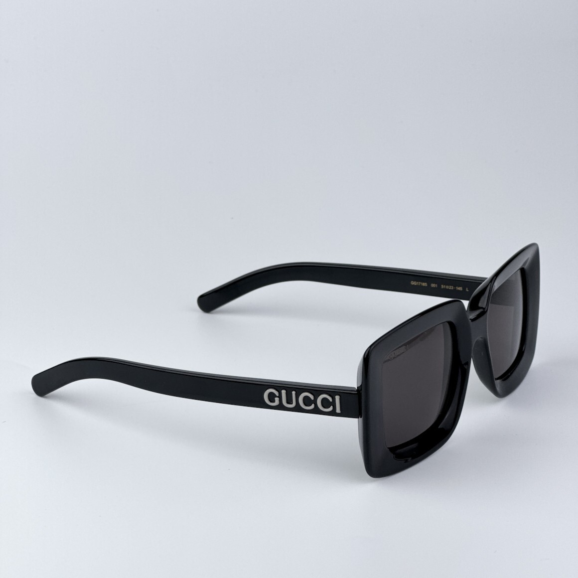 Pre-owned Gucci Gg1718s 001 Black Grey Women Square Sunglasses Gg 1718s In Gray