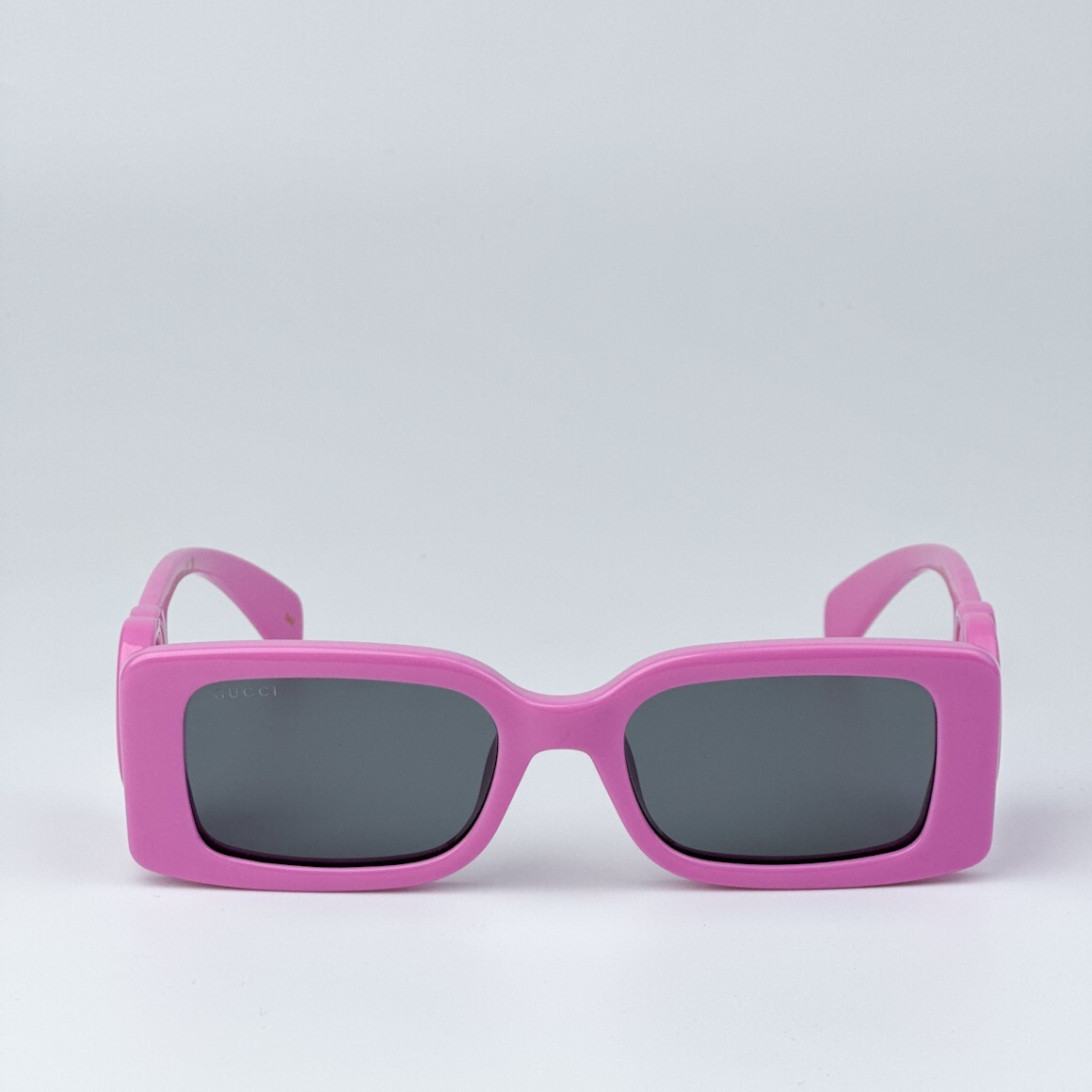 Pre-owned Gucci Gg1325s 006 Pink Grey Rectangle Unisex Sunglasses Gg 1325s In Gray