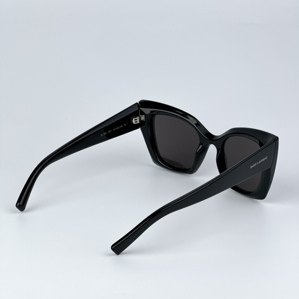 Pre-owned Saint Laurent Sl552 001 Black Black Cat Eye Women Sunglasses