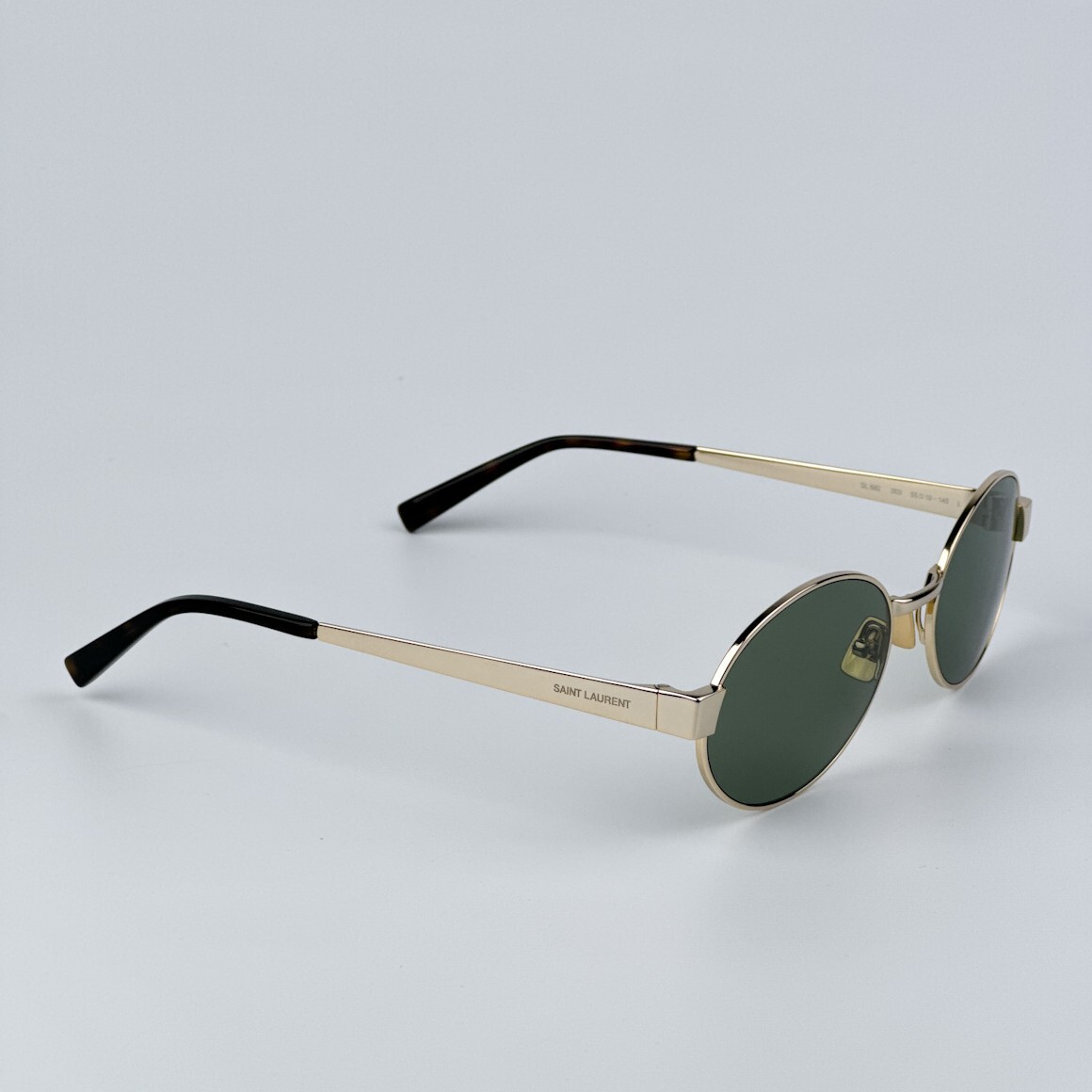 Pre-owned Saint Laurent Sl692 003 Gold Green Oval Unisex Sunglasses