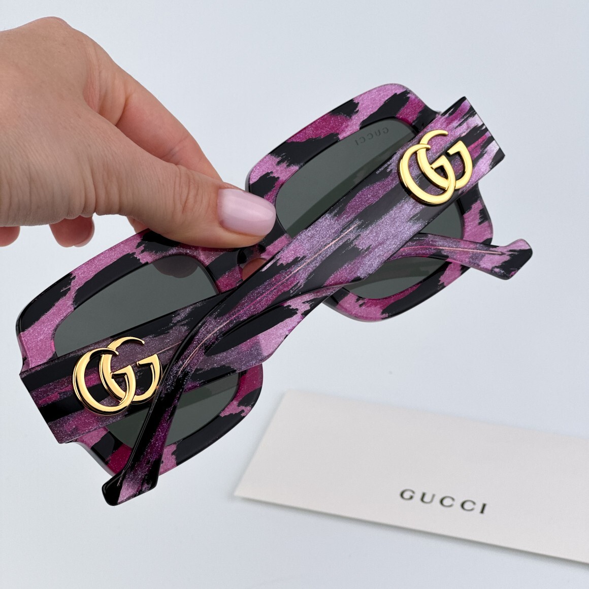Pre-owned Gucci Gg1547s 003 Black Grey Women Square Sunglasses Gg 1547s In Gray
