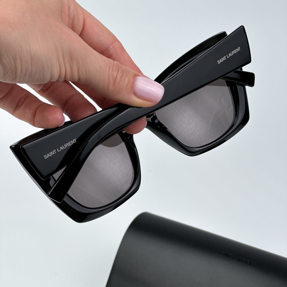Pre-owned Saint Laurent Sl552 001 Black Black Cat Eye Women Sunglasses