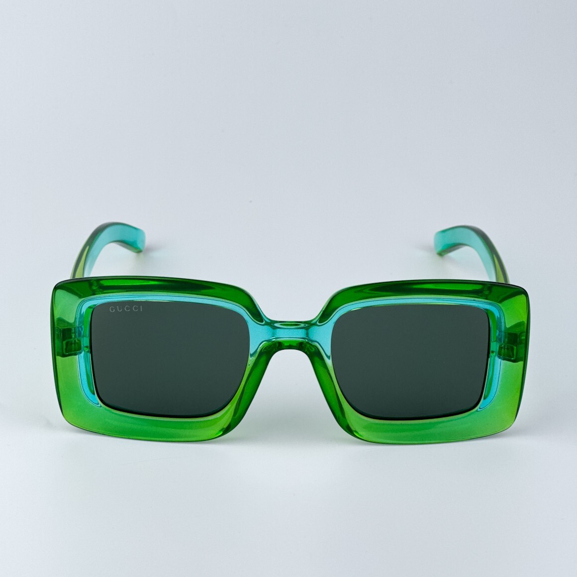 Pre-owned Gucci Gg1718s 003 Green Green Women Square Sunglasses Gg 1718s