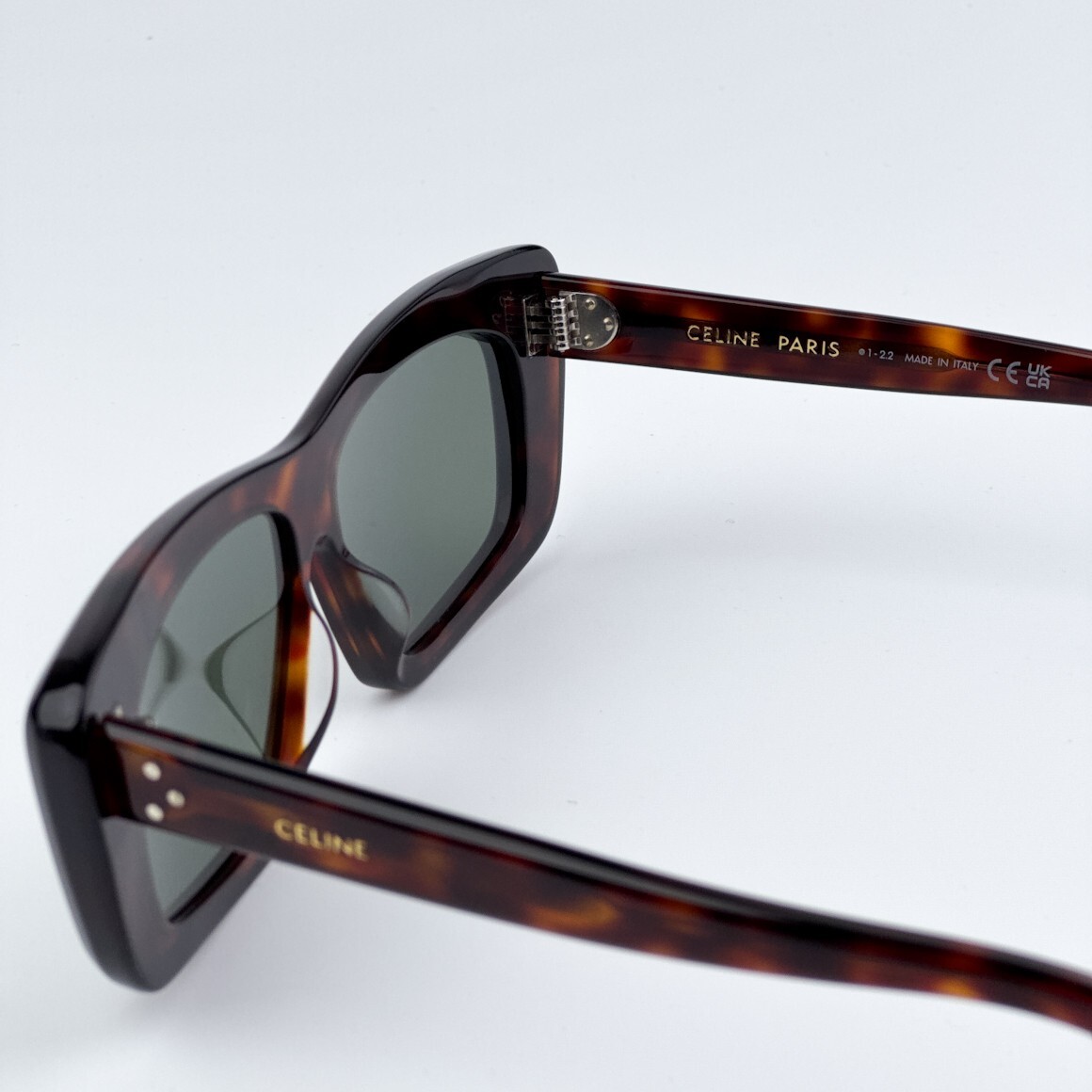 Pre-owned Celine Cl40259i 52n Havana Green Rectangle Unisex Sunglasses Cl 40259i