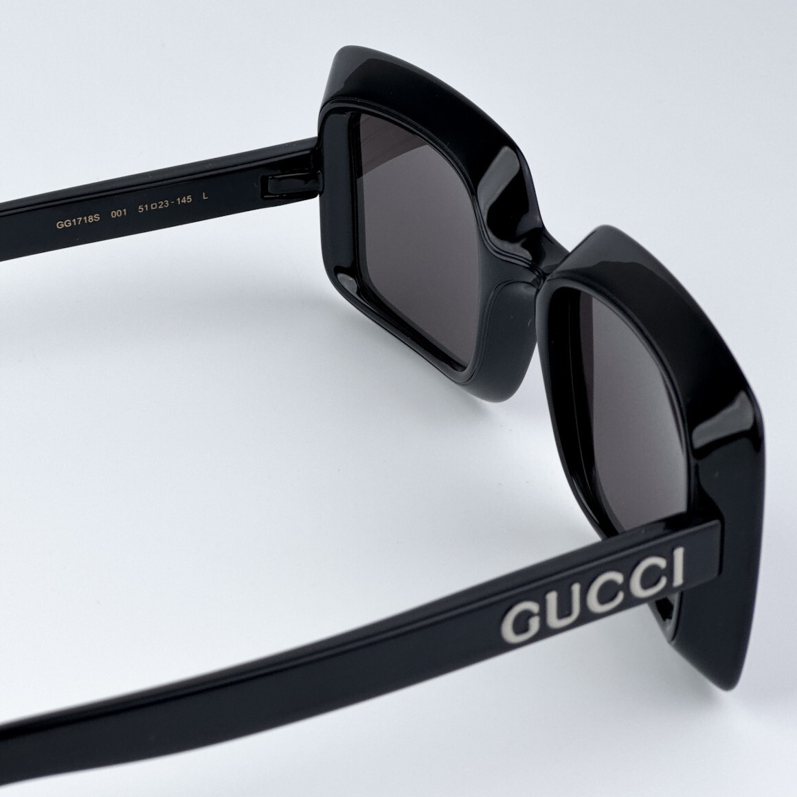 Pre-owned Gucci Gg1718s 001 Black Grey Women Square Sunglasses Gg 1718s In Gray