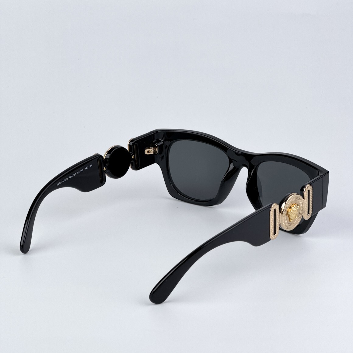 Pre-owned Versace Ve4479u Gb1/87 Black Dark Grey Square Women Sunglasses In Gray