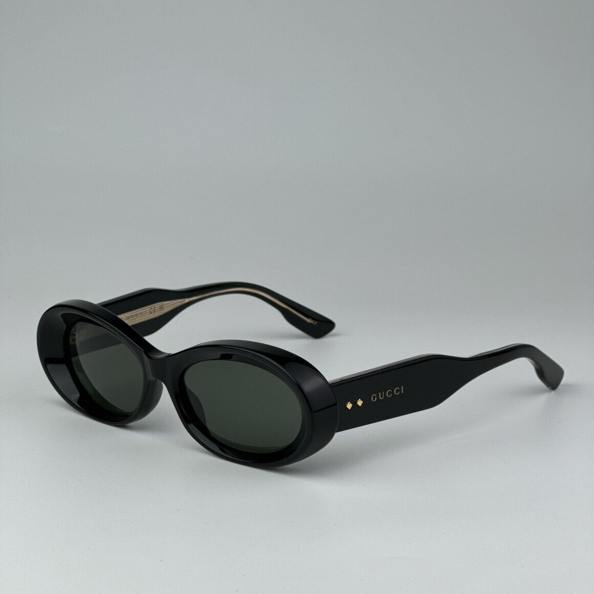 Pre-owned Gucci Gg1527s 001 Black Grey Unisex Oval Sunglasses Gg 1527s In Gray