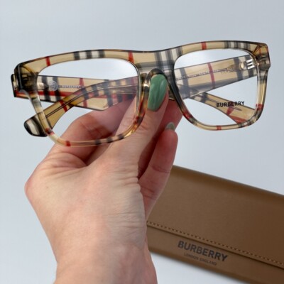 NEW Burberry BE2411 4122 Vintage Check Demo Unisex Eyeglasses BE 2411