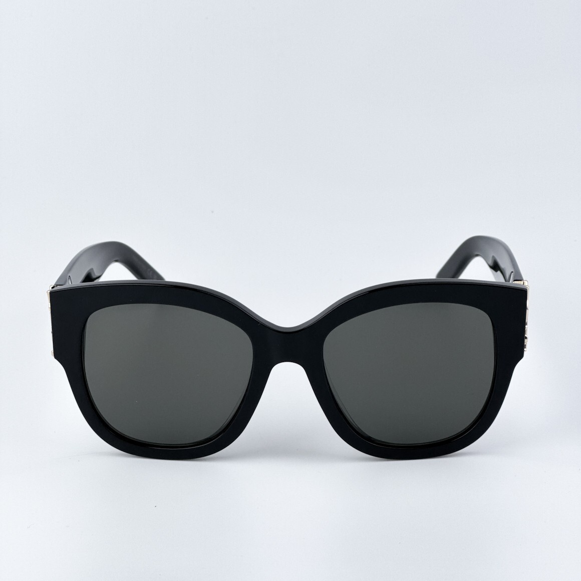 Pre-owned Saint Laurent Slm95/f 001 Black Grey Oversized Cat Eye Women Sunglasses In Gray
