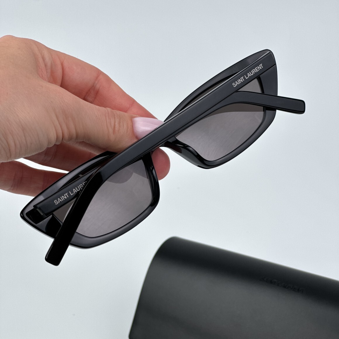 Pre-owned Saint Laurent Sl277 009 Black Black Cat Eye Unisex Sunglasses In Gray