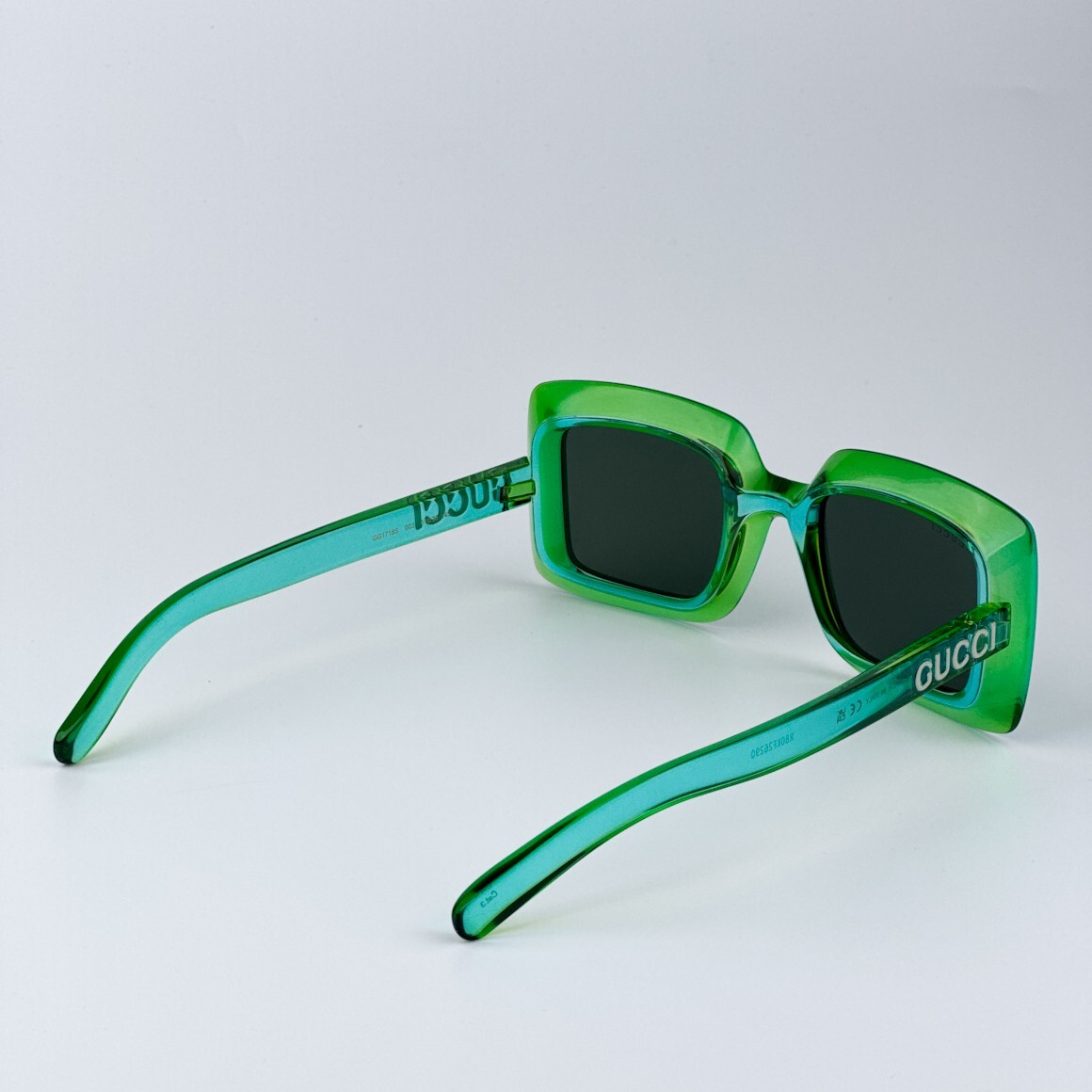 Pre-owned Gucci Gg1718s 003 Green Green Women Square Sunglasses Gg 1718s