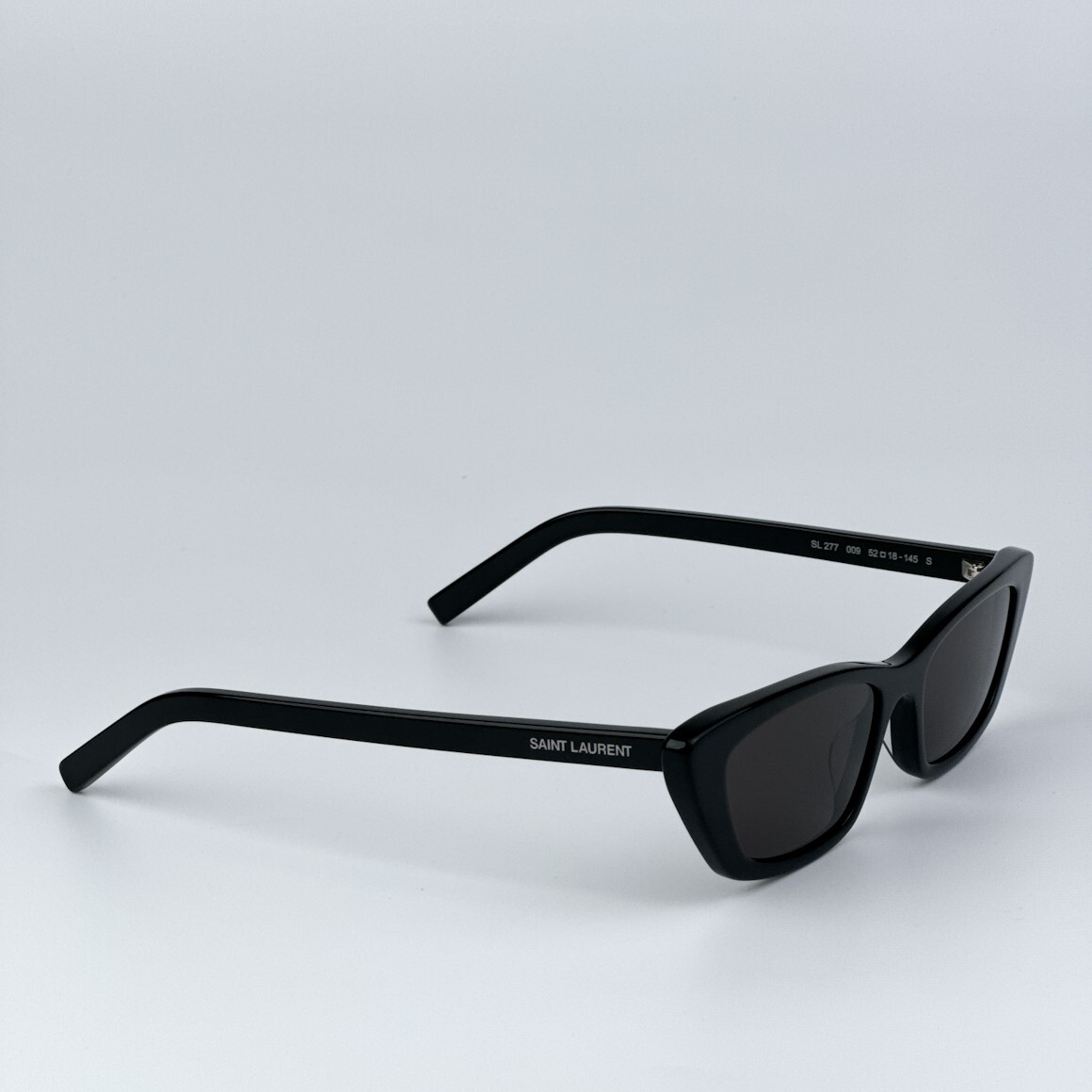 Pre-owned Saint Laurent Sl277 009 Black Black Cat Eye Unisex Sunglasses In Gray