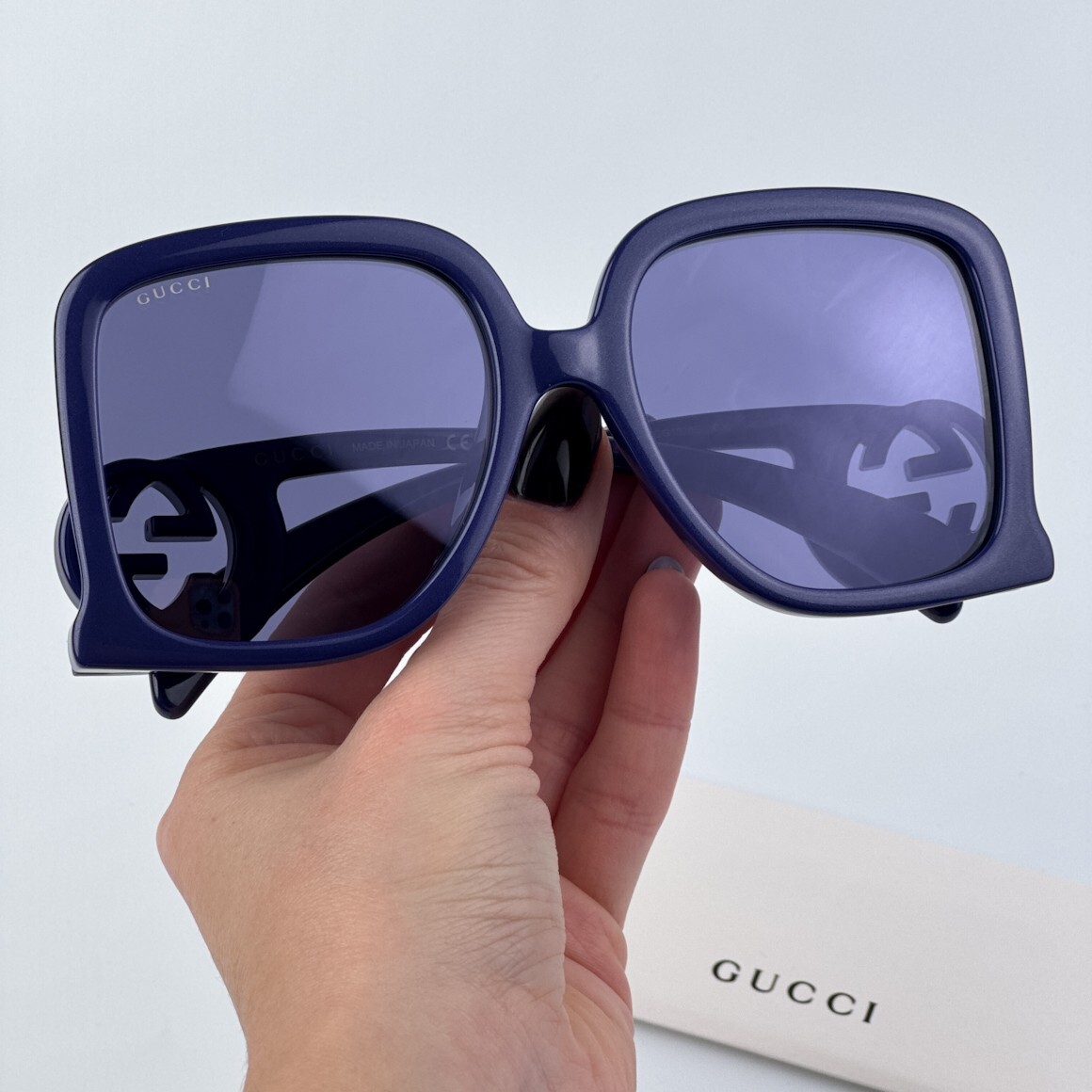 Pre-owned Gucci Gg1326s 006 Violet Silver Mirror Oversized Square Women Sunglasses In Violet / Silver