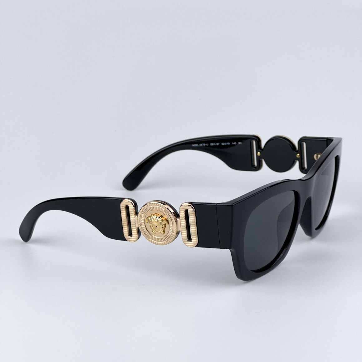 Pre-owned Versace Ve4479u Gb1/87 Black Dark Grey Square Women Sunglasses In Gray