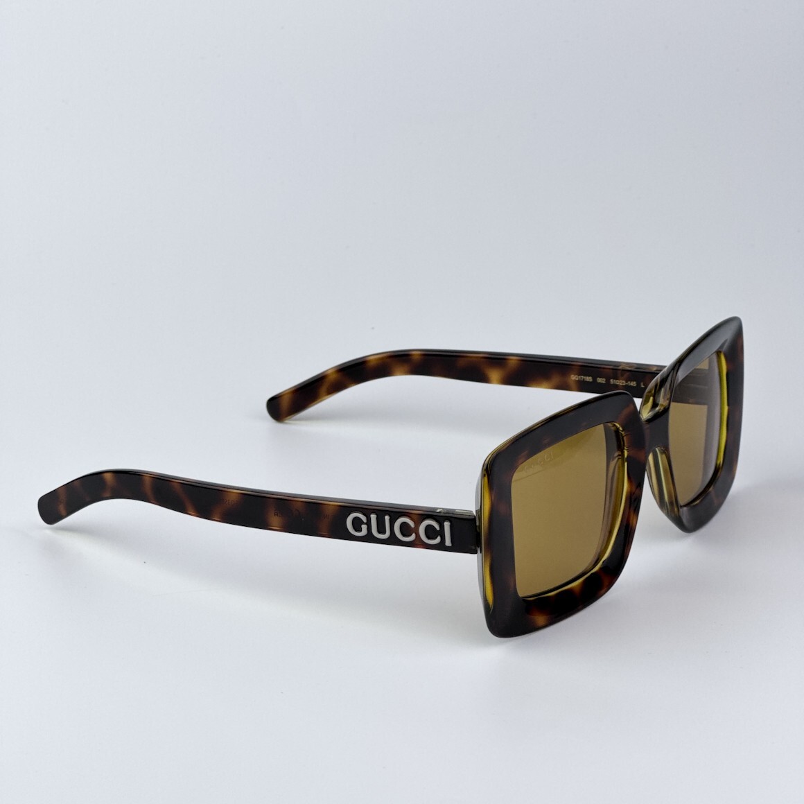 Pre-owned Gucci Gg1718s 002 Havana Brown Women Square Sunglasses Gg 1718s