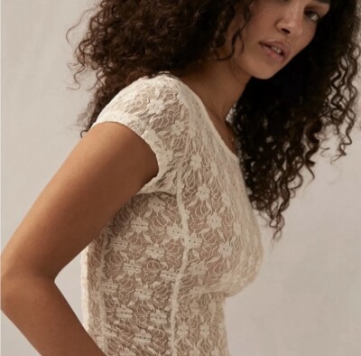 Free People Intimately Keep It Simple Lace/Ruched Top, Size XS