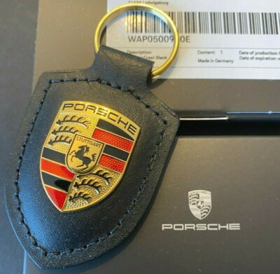 AUTHENTIC PORSCHE KEYCHAIN IN CLASSIC BLACK KEY RING 