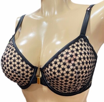 Victorias Secret Luxe Starburst Unlined Demi Underwire Bra Black Embroidered New