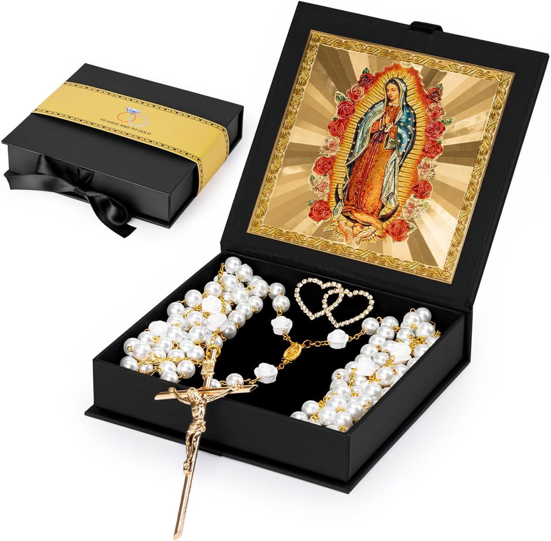 Lazo Para Boda, Pearl Wedding Lasso for Ceremony Catholic Gift, Rosario Lazos Pa