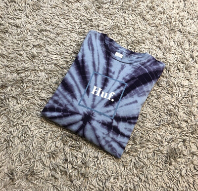 HUF Long Sleeve Shirt Size Small Tie Dye Blue Purple Huf Worldwide Spell Out