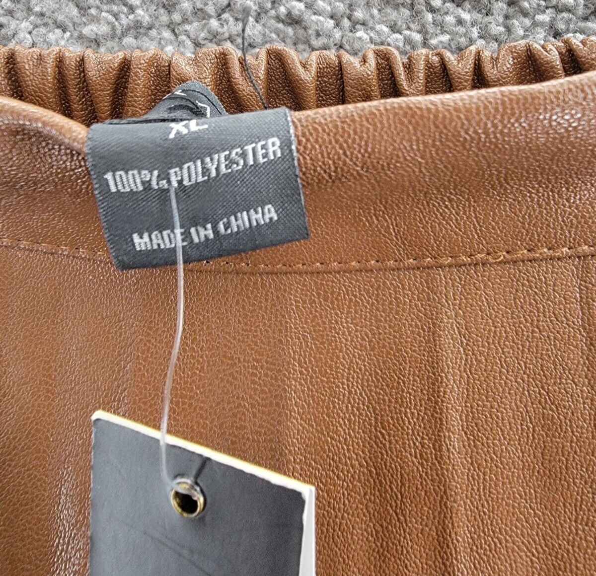 Gracia Faux Leather Long Pleated Skirt Womens XL Brown Elastic Waist Zip Closure - Picture 12 of 15