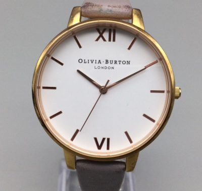 Olivia Burton Watch Women 38mm Rose Gold Tone Pink Leather Band