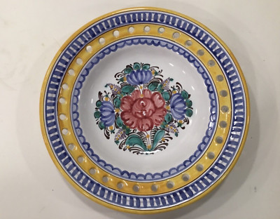 Made in Slovakia Polish? Hand Painted Reticulated Bowl Ready for Wall Hanging