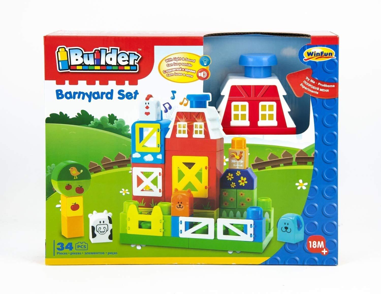 New in Box Builder Barnyard Set 34 Pc Building Block Lights and Sounds Free Ship