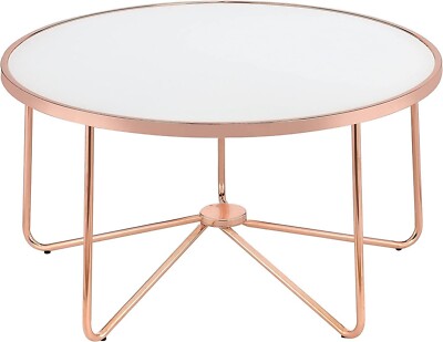 Acme Alivia Coffee Table -  Rose Gold & Frosted Glass