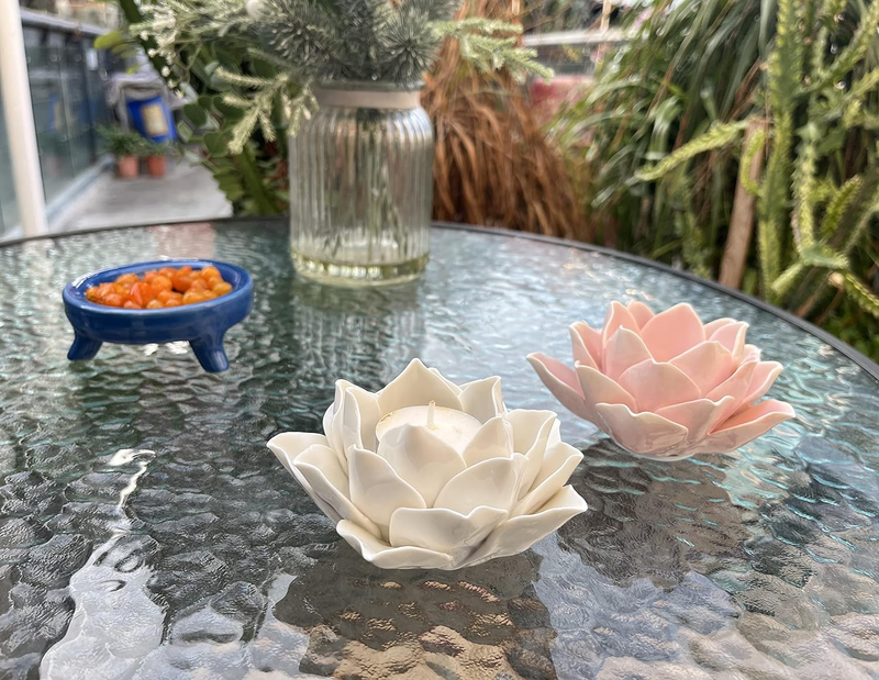 Ceramic Lotus Petals Style Flower Candle Holder Tea Lights Holder Home & Table