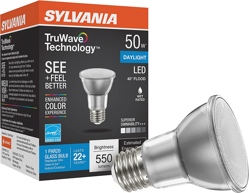 LED Truwave PAR20 Light Bulb, 50W Equivalent, Dimmable, 5000K