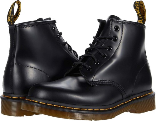Pre-owned Dr. Martens Unisex 101 Yellow Stitch Boots In Black Smooth