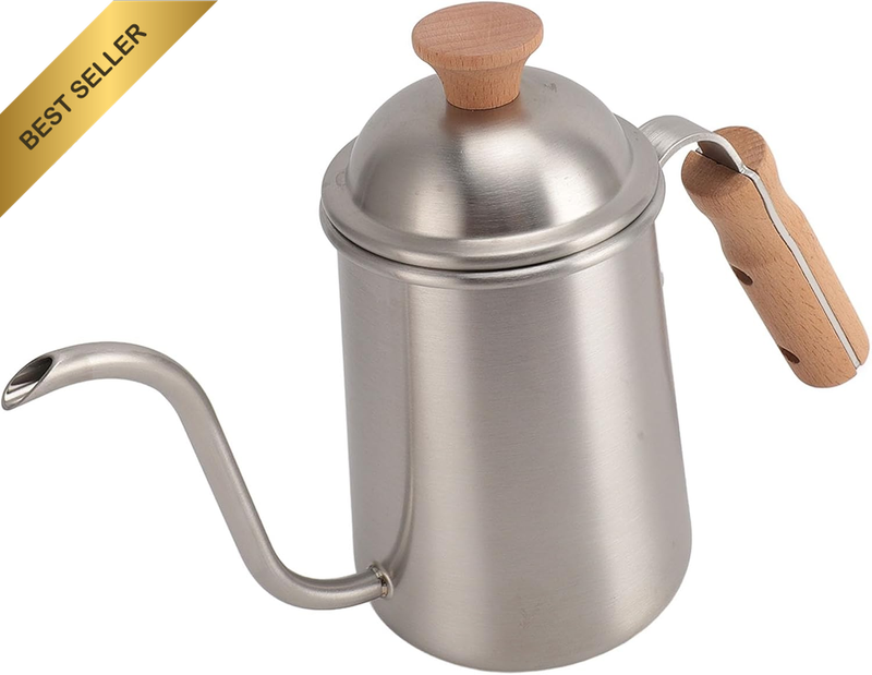 Gooseneck Kettle with Wooden Handle, Stainless Steel, 650Ml Gooseneck Coffee Ket