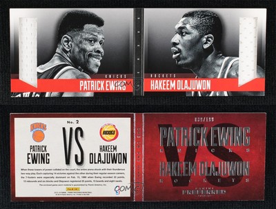 2013 Preferred One on Rivalry Memorabilia Booklet Hakeem Olajuwon Patrick Ewing