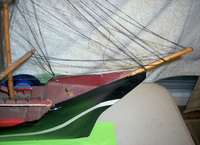 Vintage Handmade  Model 3 Masted Schooner