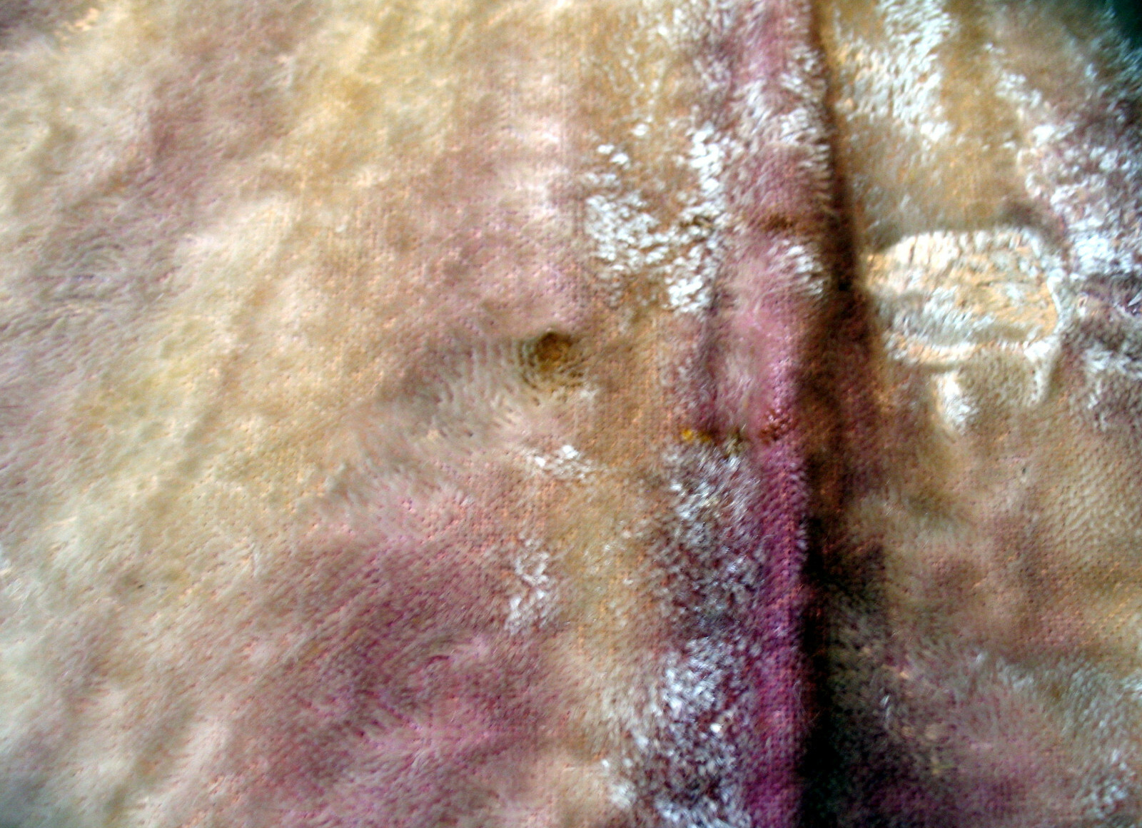 Vintage Tie Dyed Purple Green Velvet Fringed Tablecloth Piano Scarf